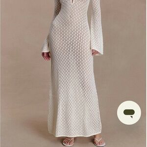 Messi Kayleigh
Crochet Fishtail Flare Sleeve Maxi Dress - White